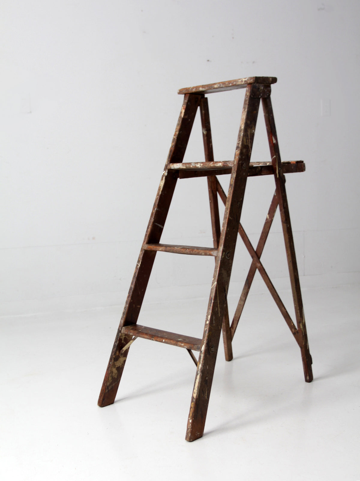 vintage painter's wooden folding ladder