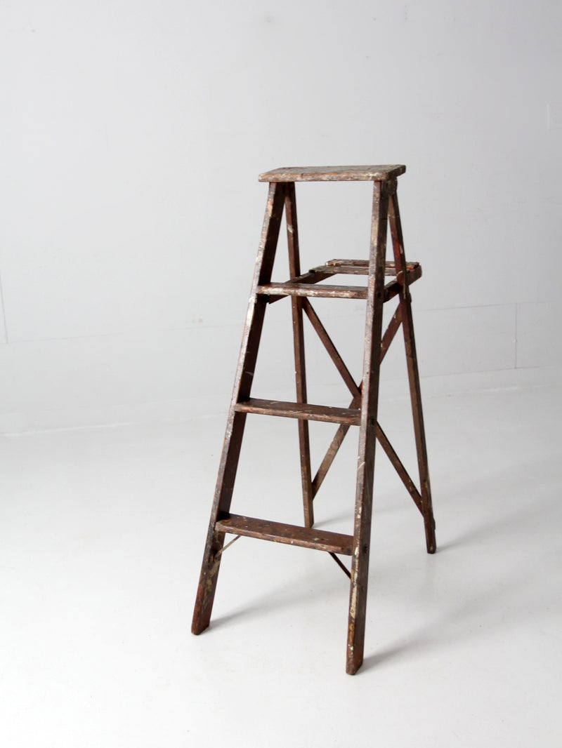 vintage painter's wooden folding ladder