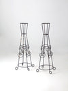 mid century iron plant stands pair