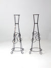 mid century iron plant stands pair