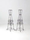 mid century iron plant stands pair