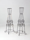 mid century iron plant stands pair