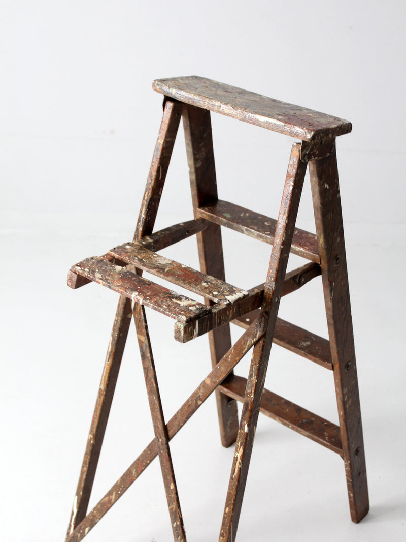 vintage painter's wooden folding ladder