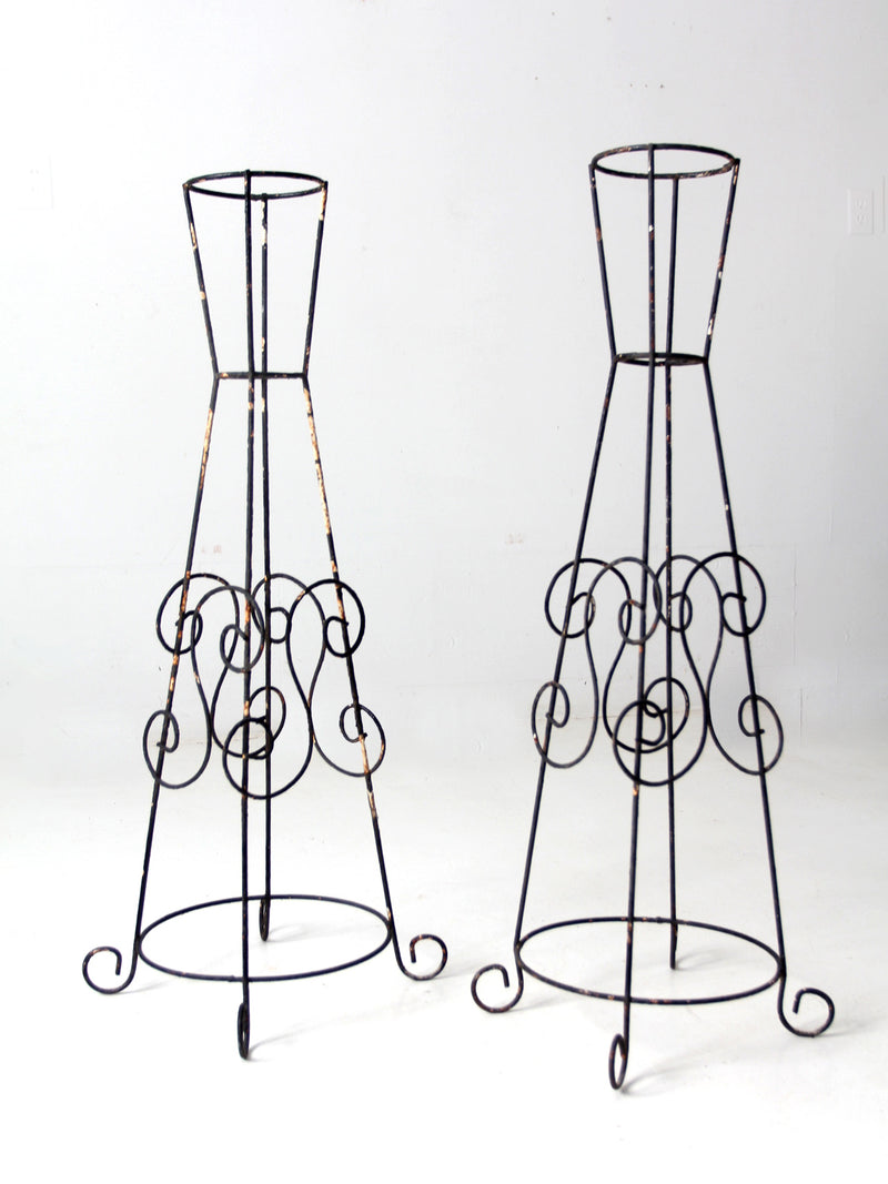 mid century iron plant stands pair