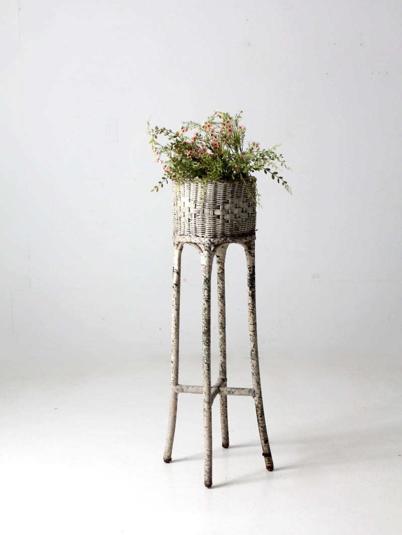 tall woven planter antique Victorian tall white wicker planter – 86 Vintage