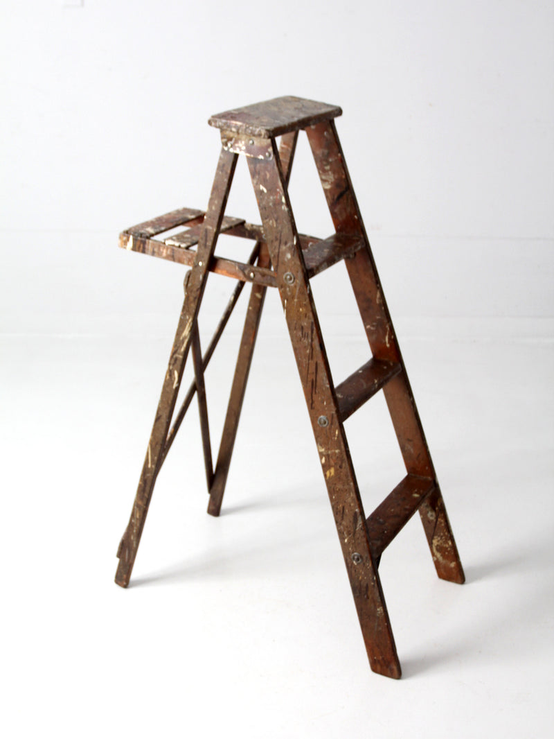 vintage painter's wooden folding ladder