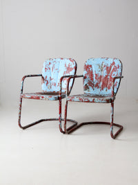 mid-century patio chairs pair