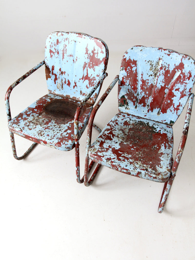 mid-century patio chairs pair