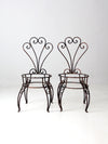 vintage metal garden chairs pair