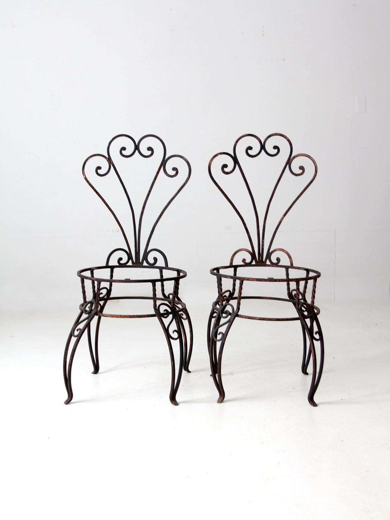 vintage metal garden chairs pair