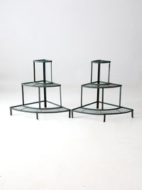mid century tiered wrought iron plant stand pair