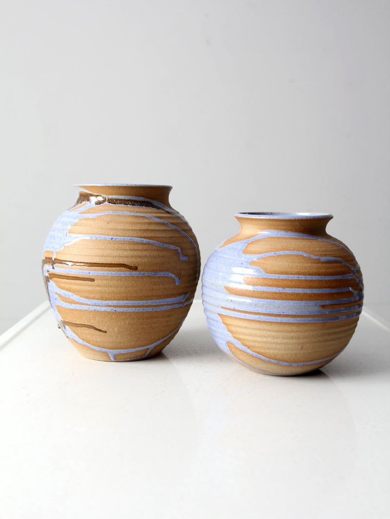 vintage studio pottery vases pair