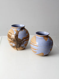 vintage studio pottery vases pair