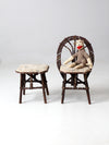 antique Adirondack children's twig chair and stool