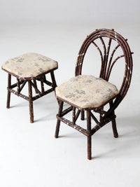 antique Adirondack children's twig chair and stool