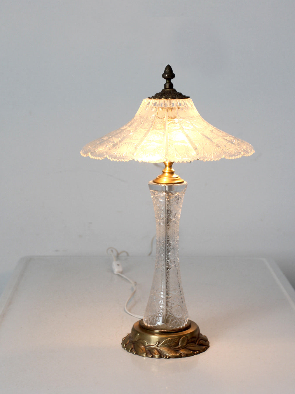 vintage cut crystal table lamp