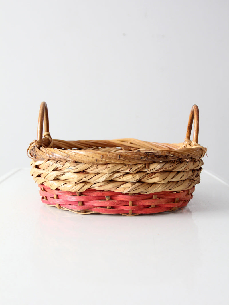 vintage double handle basket bowl