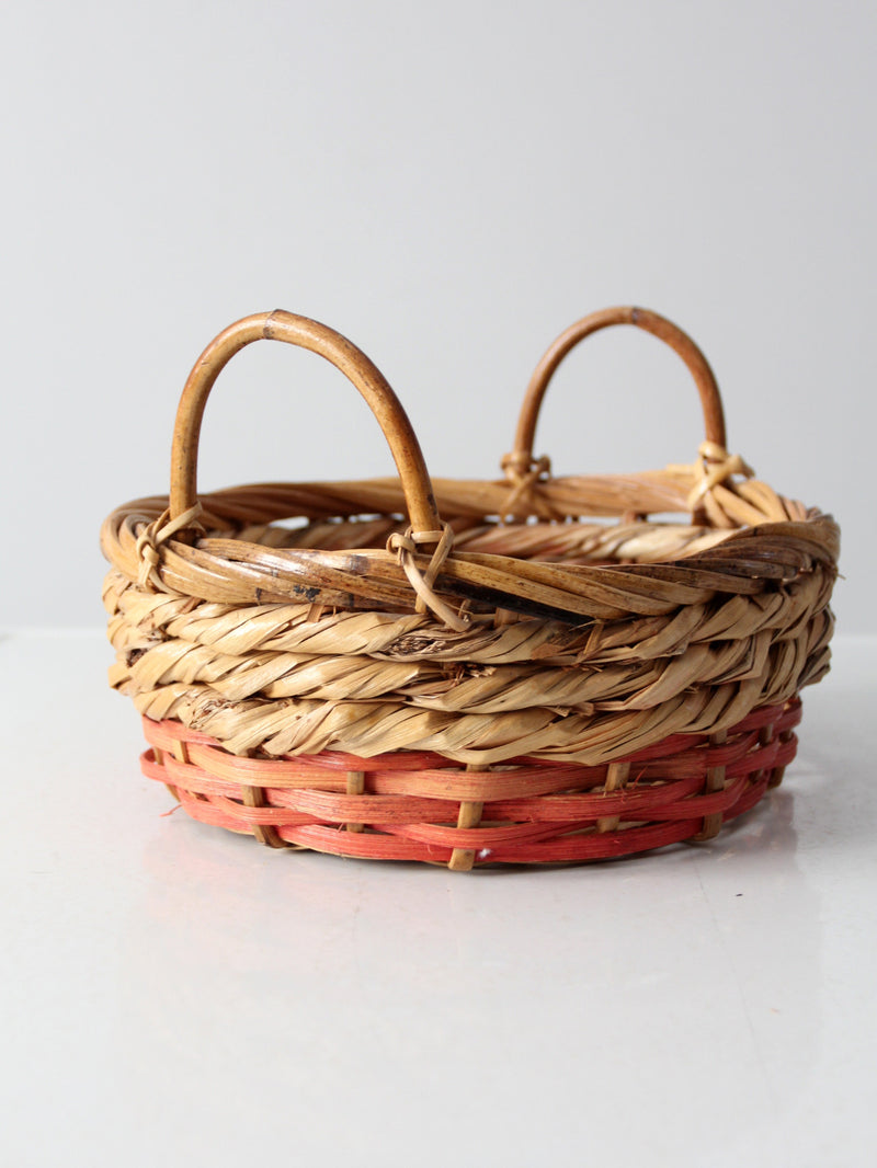 vintage double handle basket bowl