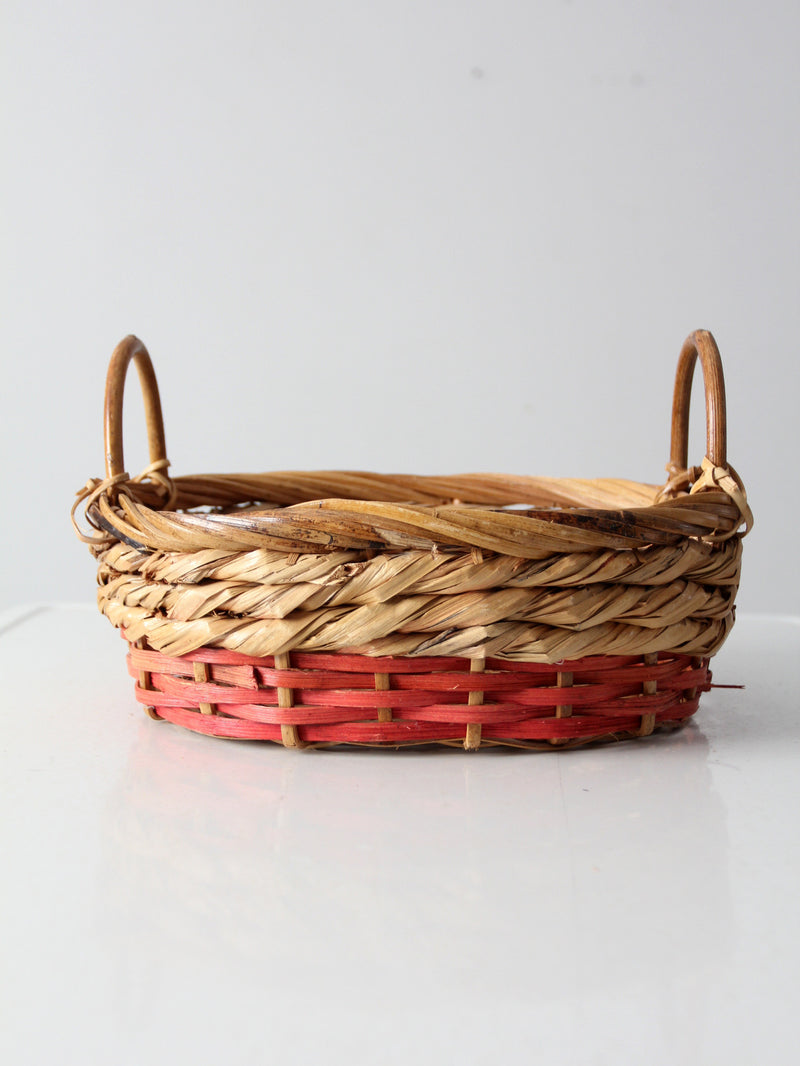 vintage double handle basket bowl