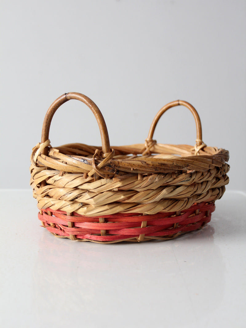 vintage double handle basket bowl