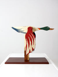 antique folk art wooden mallard duck