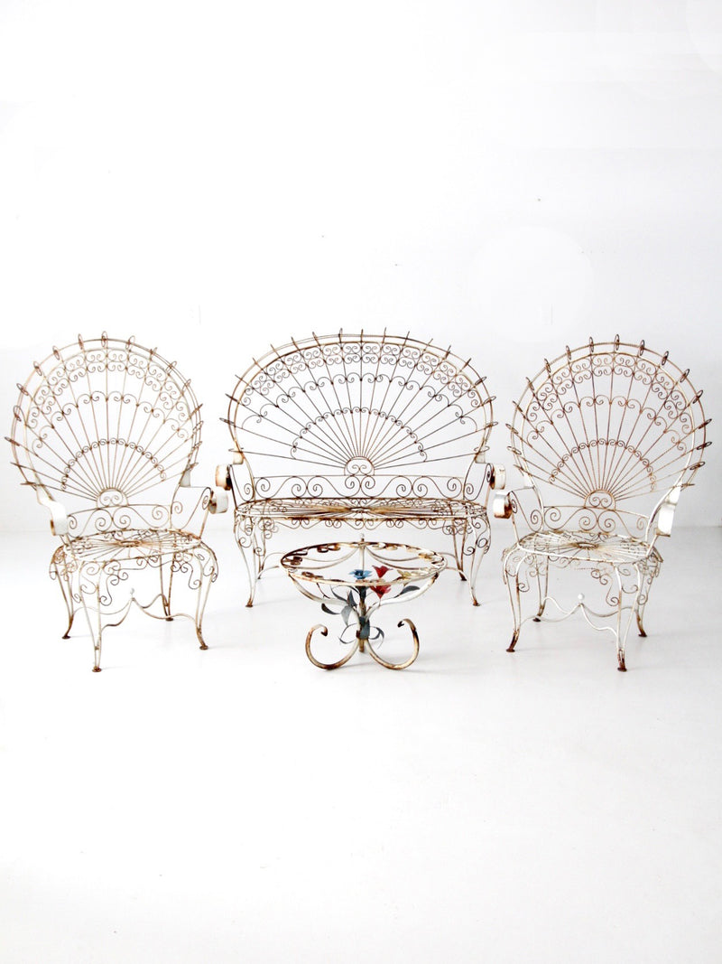 wrought iron peacock set