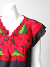 vintage 70s floral huipil style blouse