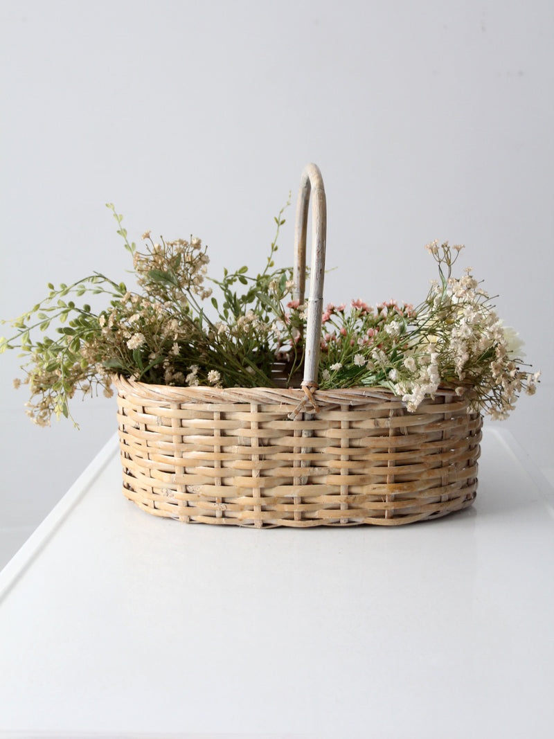 vintage white splint weave basket