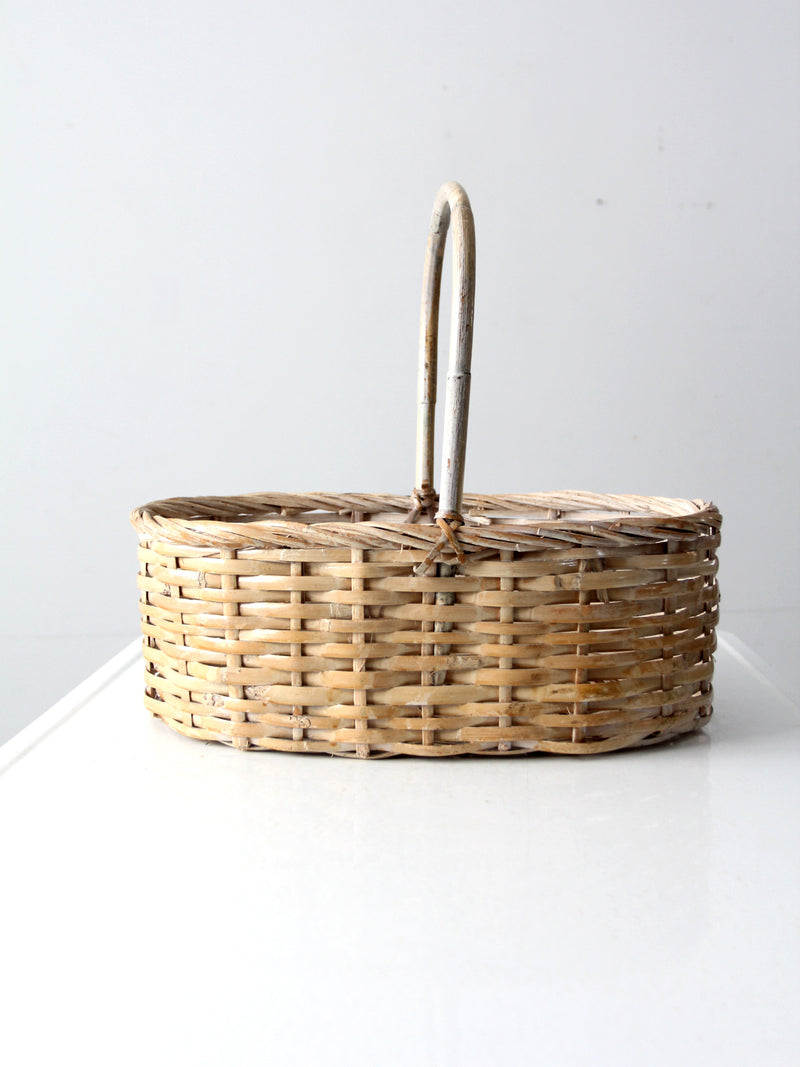 vintage white splint weave basket