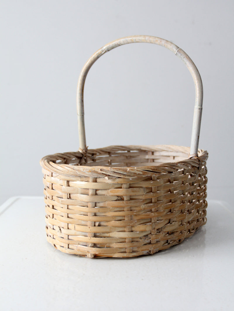 vintage white splint weave basket
