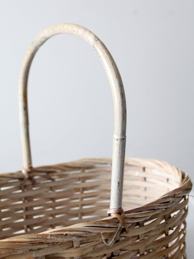 vintage white splint weave basket