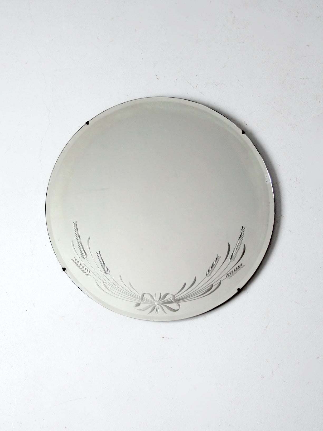 antique round etched mirror