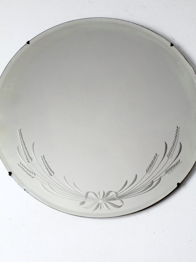 antique round etched mirror