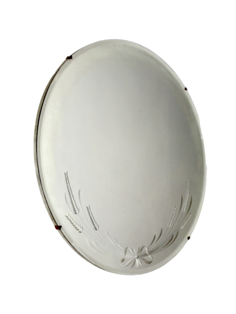 antique round etched mirror