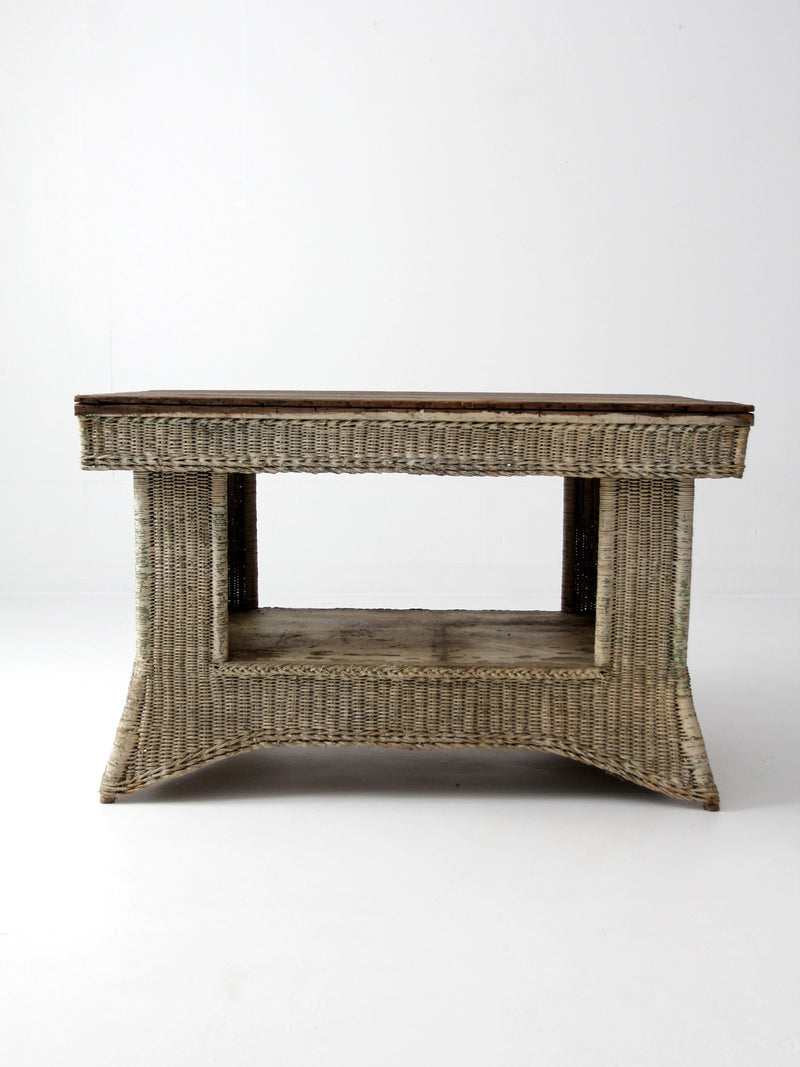 antique wicker library table