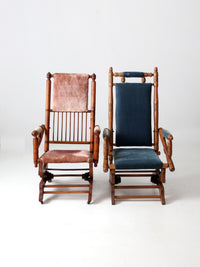 antique Victorian platform rocking chairs pair