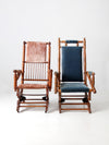 antique Victorian platform rocking chairs pair