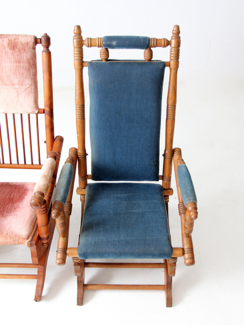 antique Victorian platform rocking chairs pair – 86 Vintage
