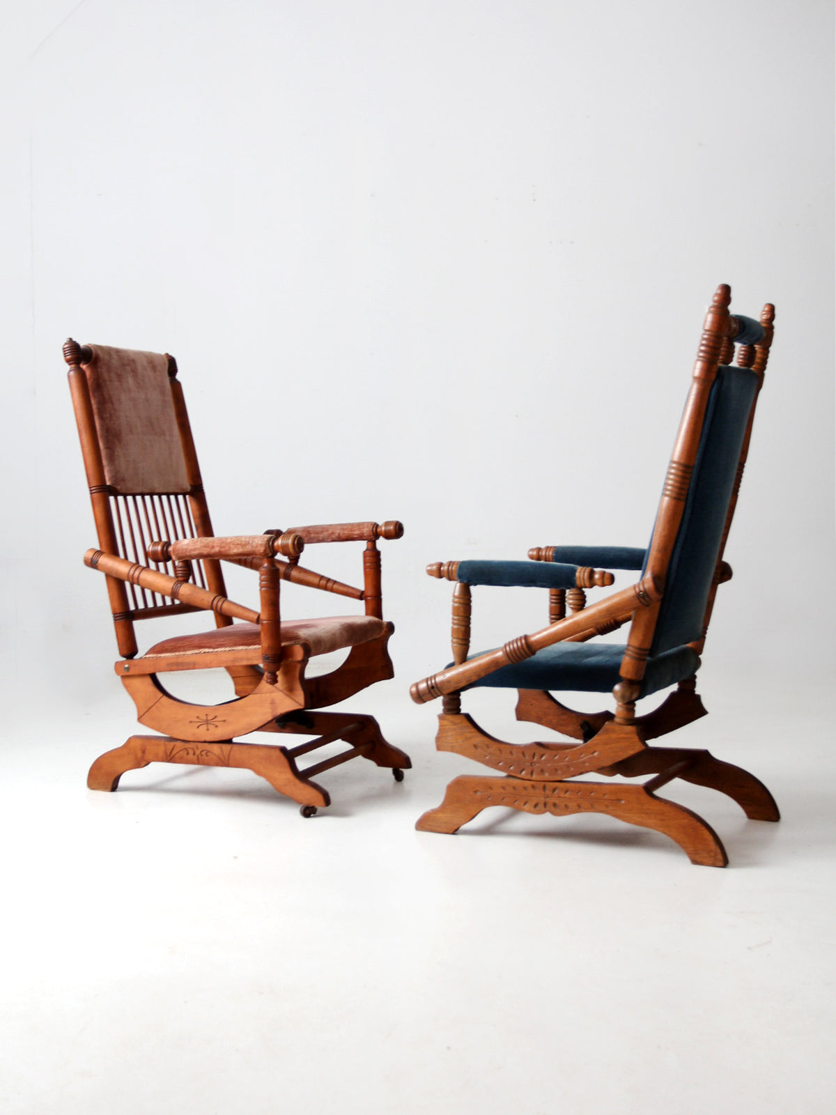 antique Victorian platform rocking chairs pair – 86 Vintage
