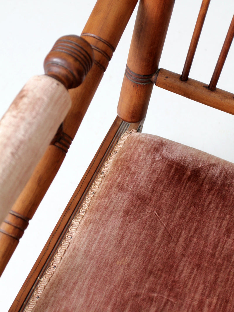 antique Victorian platform rocking chairs pair