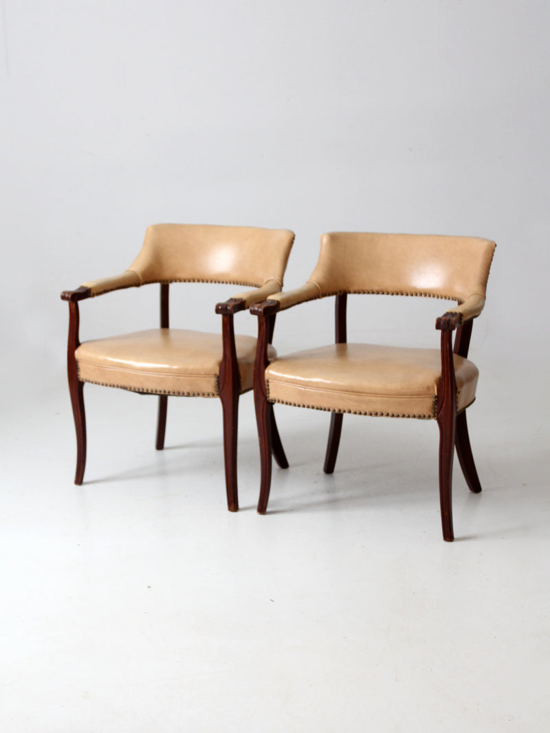 mid century captain's chairs pair