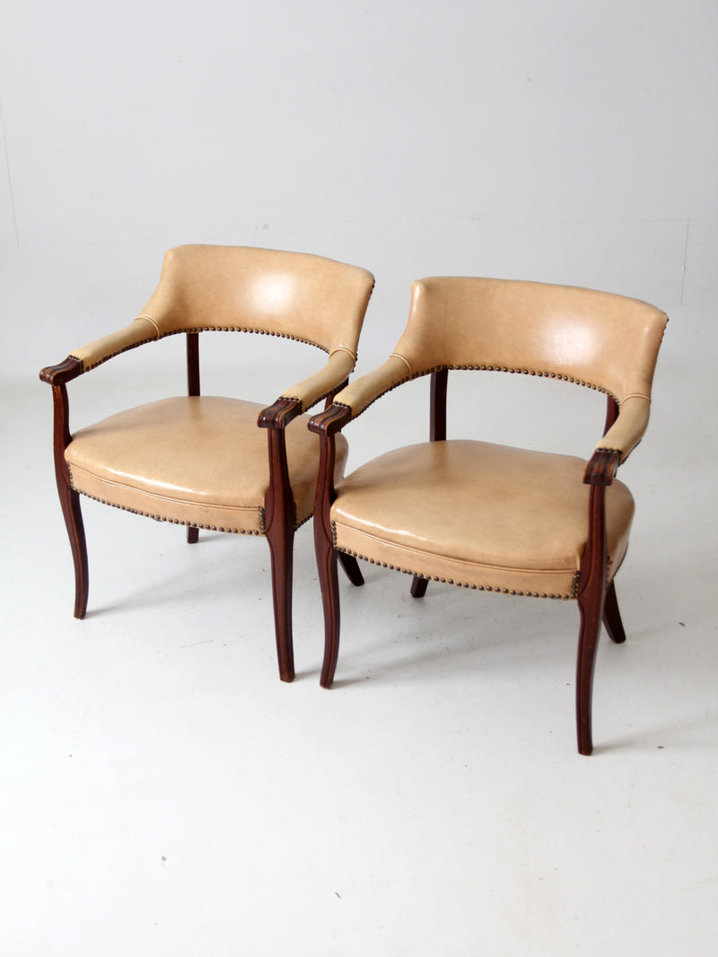 mid century captain's chairs pair