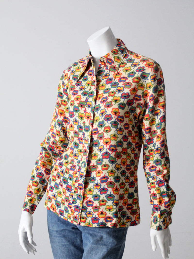 vintage 70s novelty print nylon shirt
