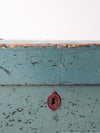 antique blue hand-painted wood trunk