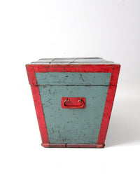 antique blue hand-painted wood trunk