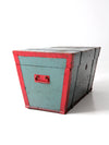 antique blue hand-painted wood trunk