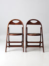 antique wooden folding chairs pair