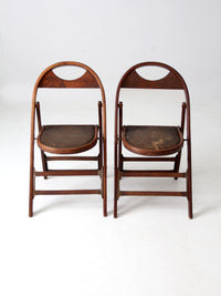 antique wooden folding chairs pair