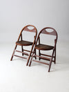 antique wooden folding chairs pair