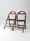 antique wooden folding chairs pair